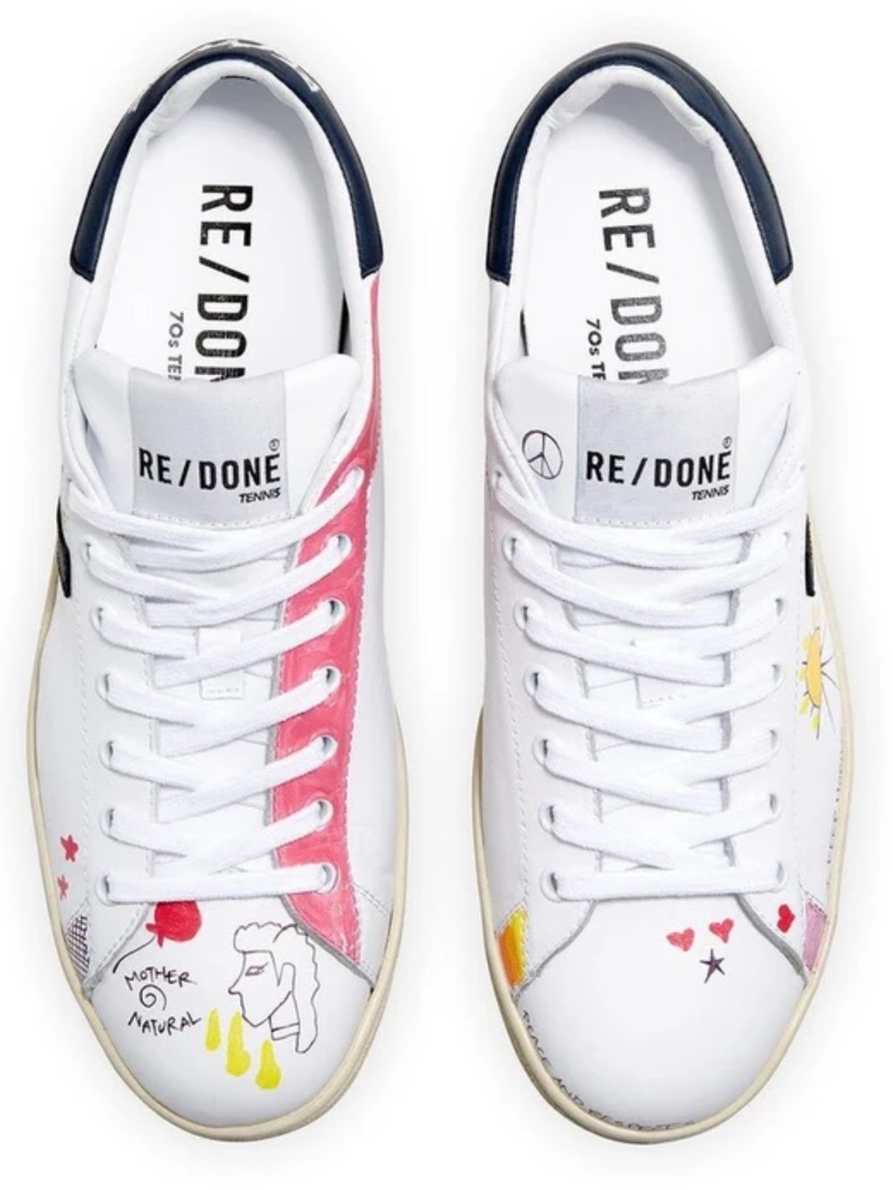 Re/Done 70’s Tennis Sneakers Doodle Casual Streetwear Special Edition White 8